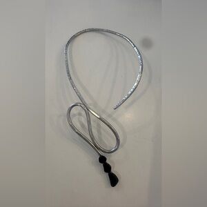 Silver Adjustable Necklace with Black Pendant
